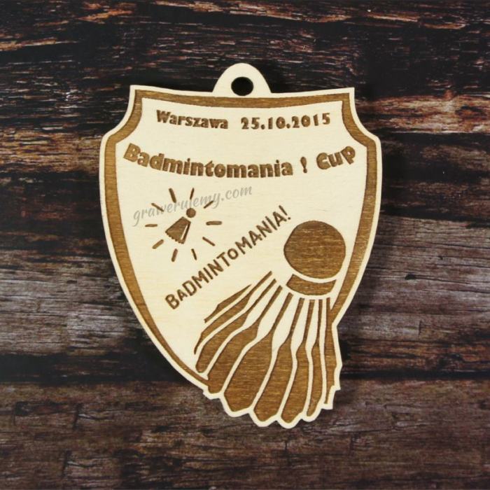 Medal drewniany Badminton